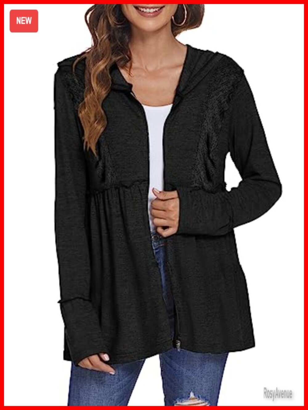 Women's Full Zip Up Pleated Tiered Ruffle Hoodie Sweatshirt Jacket Long Sleeve